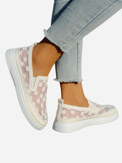 Mocasi Royalfashion pentru femei din plasă cu flori Emzos