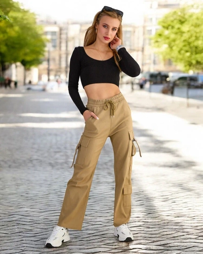 Royalfashion Pantaloni de luptă pentru femei din material textil