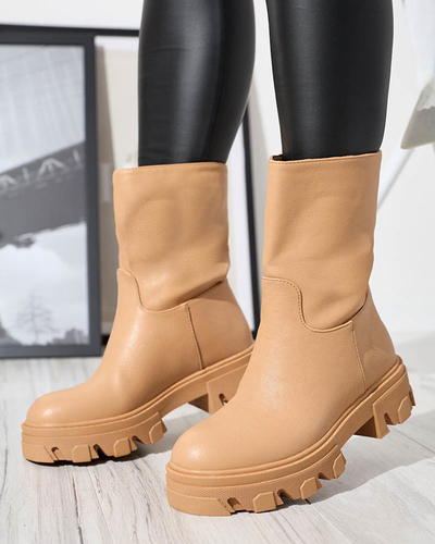 Botine de damă cu izolație Mekira camel - Încălțăminte