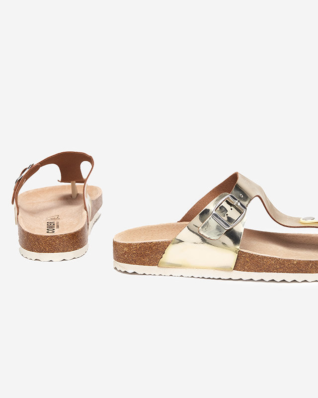 OUTLET Papuci de dama Gold Flip-flops Elotsi - Incaltaminte