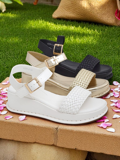 Royalfashion Sandale cu toc pentru femei, cu barete împletite Fiolle