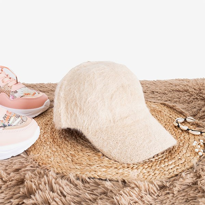 Pălărie de blană cu vizor în culoarea bej - Șepci