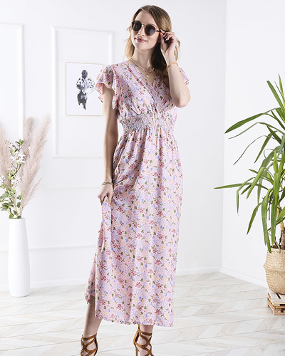Rochie midi florală roz pentru femei - Îmbrăcăminte