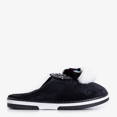 Papuci de damă negri cu iepurașul Pivi - Încălțăminte