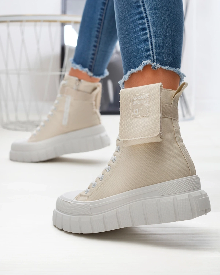 Adidași cu platformă înaltă de damă bej Uprella - Încălțăminte