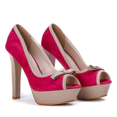 Czółenka z wycięciem na palcach w kolorze fuksji - Obuwie