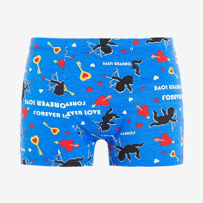 Boxer pentru bărbați albastru cu imprimeu - Lenjerie de corp