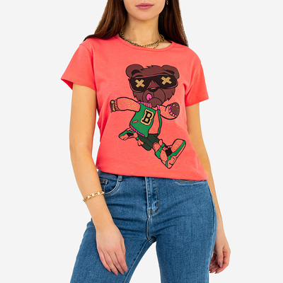Tricou damă cu imprimeu coral - Îmbrăcăminte