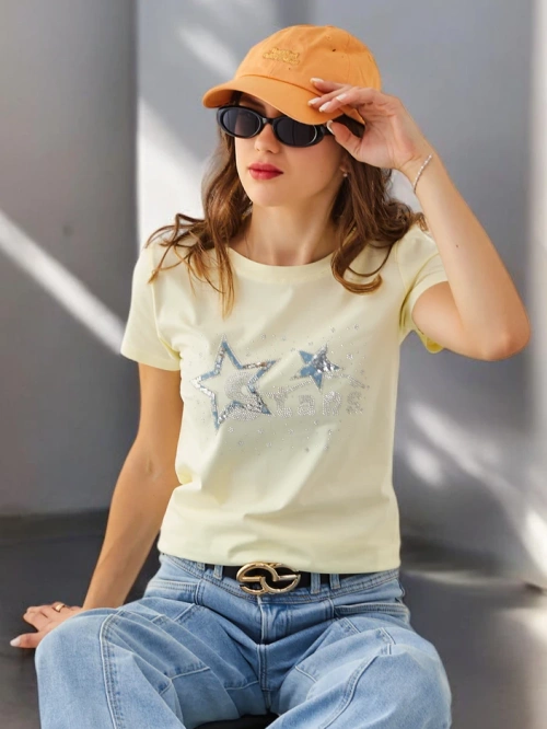 Royalfashion Tricou din bumbac pentru femei STARS