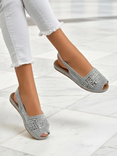 Royalfashion Women's Belle Sparkle Rhinestone Espadrille Sandals