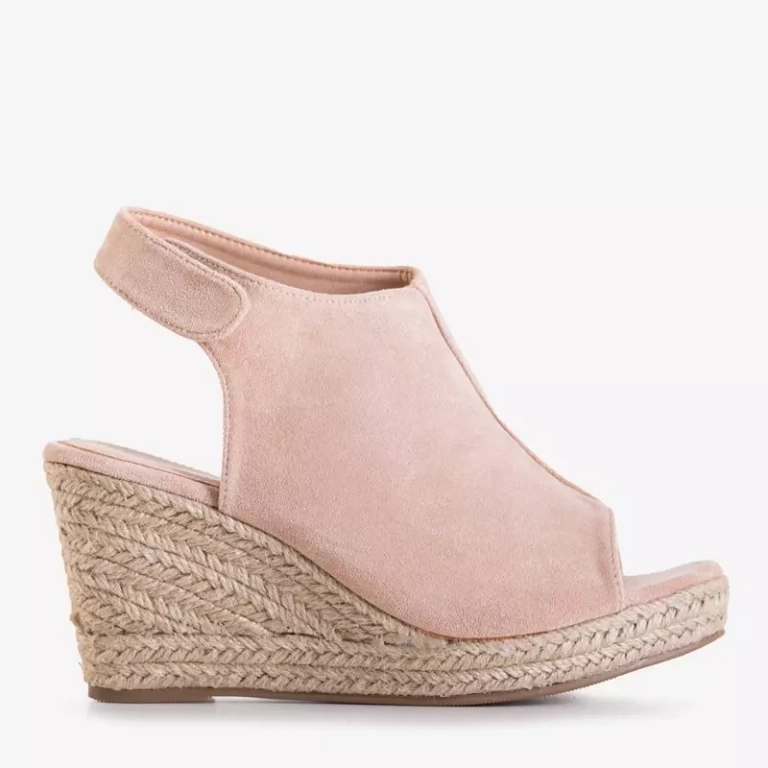 Sandale cu toc de piele ecologică pentru femei bej Irenea - Încălțăminte