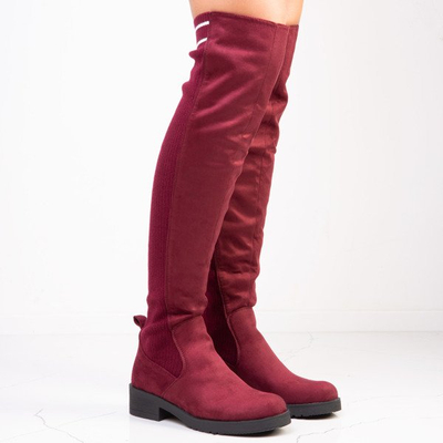 Bordowe kozaki z tkaninową wstawką Silene - Obuwie