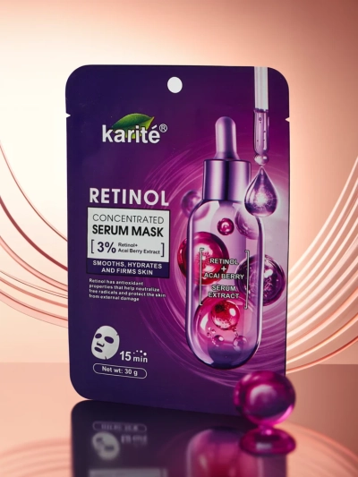 Masca de față tip șervețel cu ser cu retinol - regenerează și netezește intens pielea