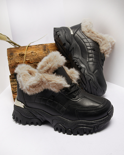 Pantofi sport negri pentru femei cu blana Flixi - Incaltaminte