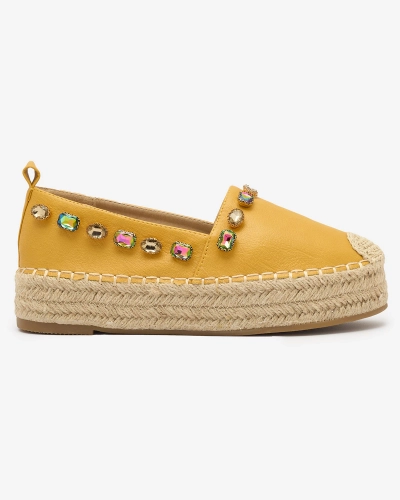 Espadrile de damă galbene cu cristale Ziennie - Încălțăminte