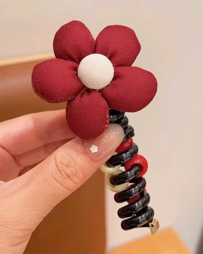 Royalfashion Elastic de păr tip spirală cu o mică floare Blossom Coil