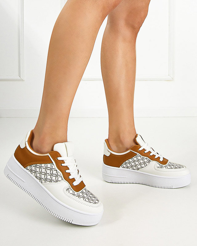 Pantofi sport dama albi cu imprimeu Glou - Incaltaminte