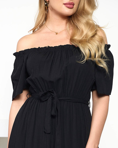 Rochie maxi neagra cu talie elastica - Imbracaminte