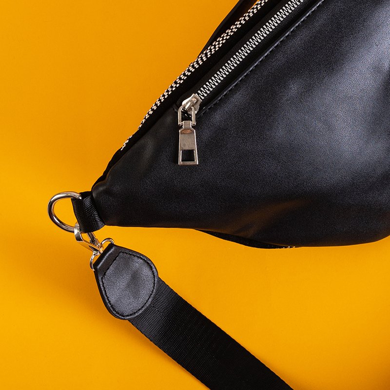 Rinichi negru pentru femei cu zirconiu argintiu cubic - Genți de mână