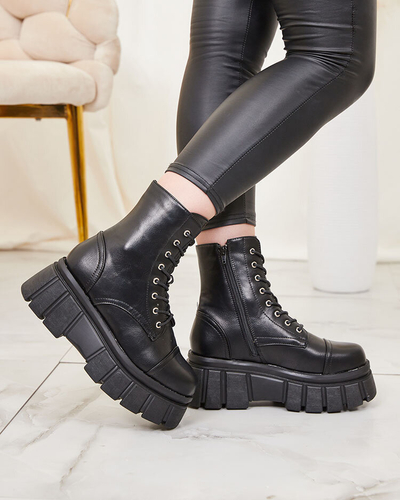 Royalfashion Cizme negre pentru femei cu platformă Baggers Ceminas