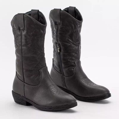OUTLET Cizme cowboy dama gri inchis din piele ecologica Vetika - Incaltaminte