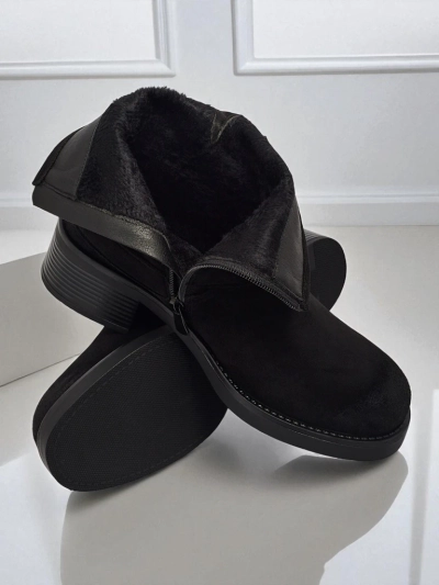 Botine de damă din piele ecologică întoarsă cu catarame Valtos