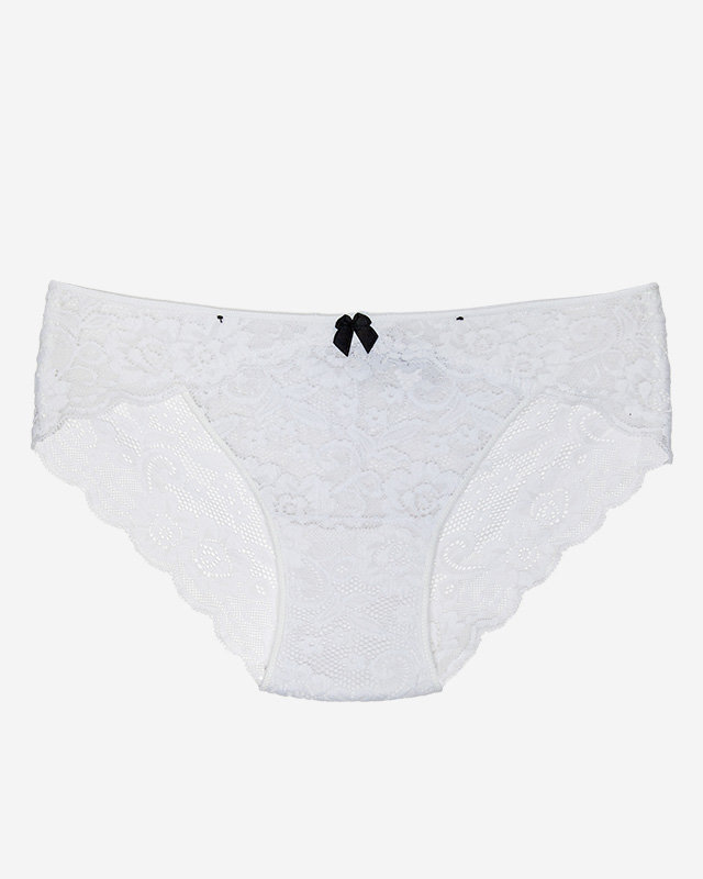 Chiloți de damă din dantelă monocolor în alb - Lenjerie intimă