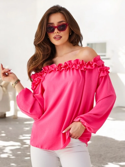 Royalfashion Bluză pentru femei, cu umeri goi și volane
