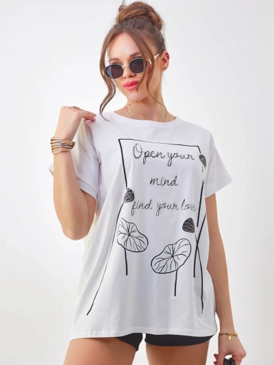 Tricou din bumbac pentru femei Royalfashion cu un print interesant