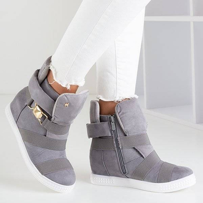 OUTLET Adidași gri pentru femei cu pană de interior Dinah - Încălțăminte