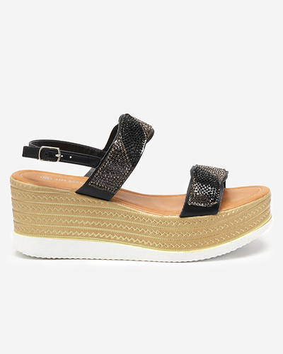 Sandale de dama negre cu zirconiu cubic Acroq - Pantofi