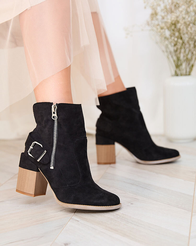 Royalfashion Cizme înalte stiletto pentru femei din piele ecologică neagră Acimra