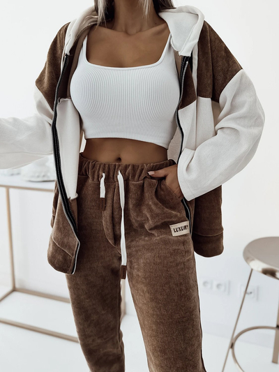 Royalfashion Set sport cu dungi maro pentru femei