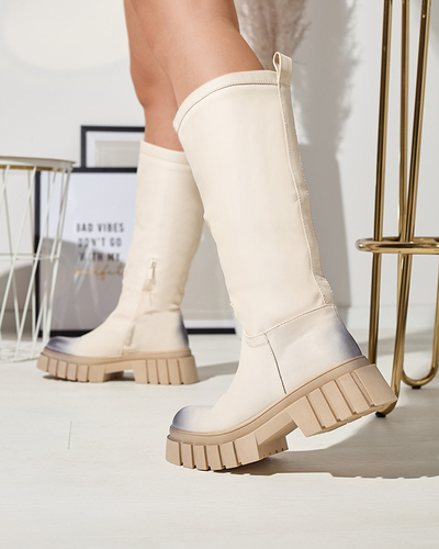 Cizme pentru femei Astaroth Mid-Calf Cream - Încălțăminte