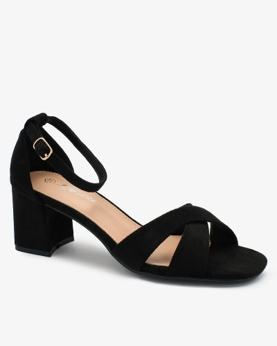 Royalfashion Sandale de damă negre din eco-suede Harmony Heels