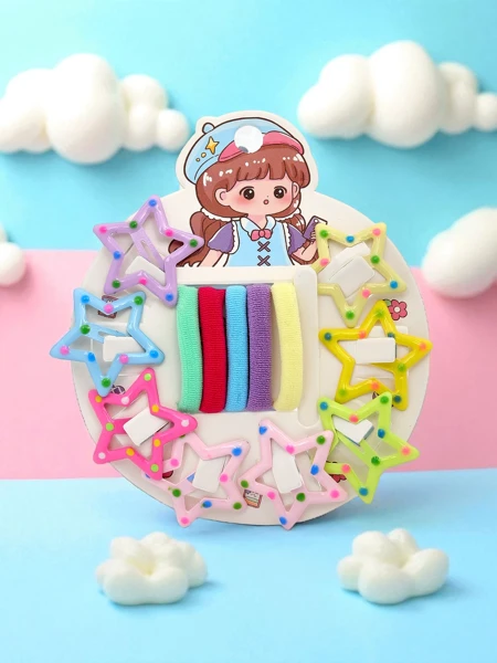 Set colorat de agrafe și elastice de păr pentru copii