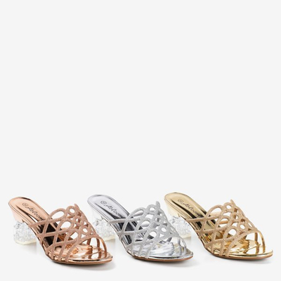 Sandale din aur roz pe stâlpul Cenusaresei transparent mai înalt - Încălțăminte