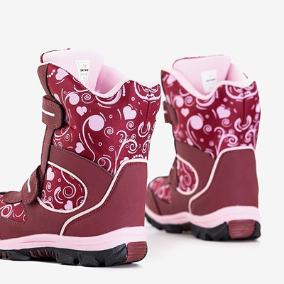 Cizme de zăpadă maro pentru fete cu modele de la Atalia - încălțăminte