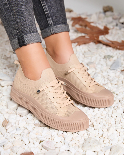 Royalfashion Pantofi de tenis din material textil pentru femei maro deschis Lite Steps
