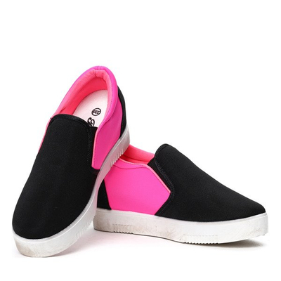 Czarno-różowe slip on z koturnem Signal- Obuwie