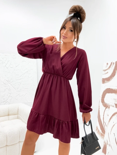 Royalfashion Rochie mini de damă cu volane și decolteu petrecut