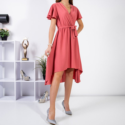 Rochie asimetrică roz închis până la genunchi - Îmbrăcăminte