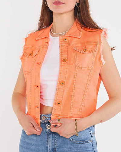 Vestă din denim portocaliu pentru femei - Îmbrăcăminte