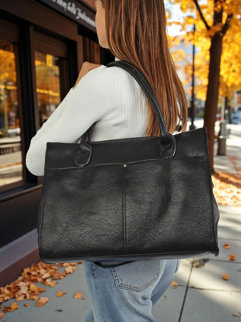 Torba damska Aristea Nero czarna skóra ekologiczna 41x31 elegancka
