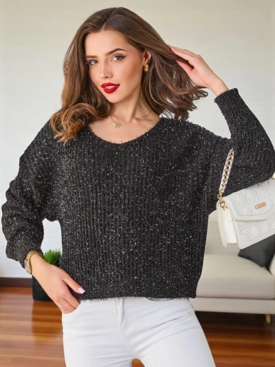 Royalfashion Pulover pentru femei cu fir lucios