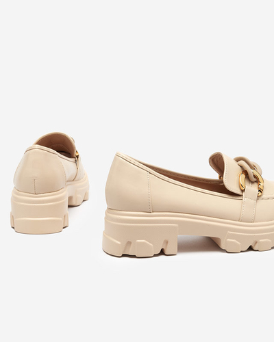 OUTLET Pantofi dama bej cu talpa groasa cu decor Simero - Incaltaminte