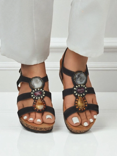 Royalfashion Sandale cu platformă pentru femei, cu pietre Grace Shine