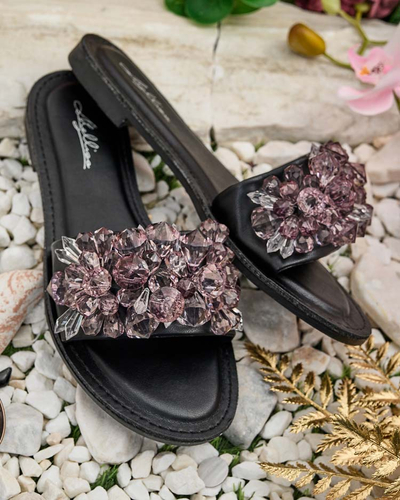 Royalfashion Șlapi de damă Loberra cu pietre prețioase