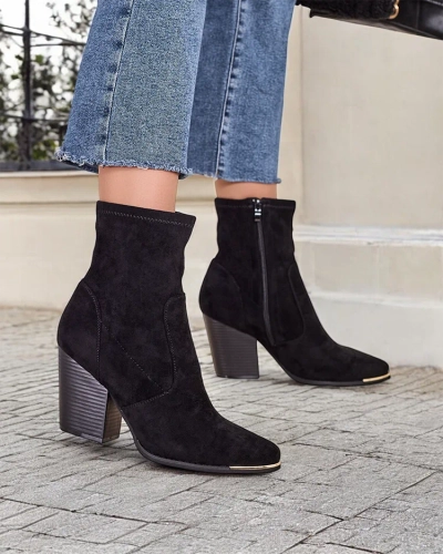 Cizme pentru femei din eco-sueda Royalfashion pe toc stiletto Gris