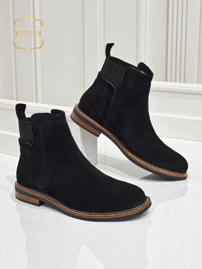 Botine Negre Ariston din Piele cu Piele Întoarsă